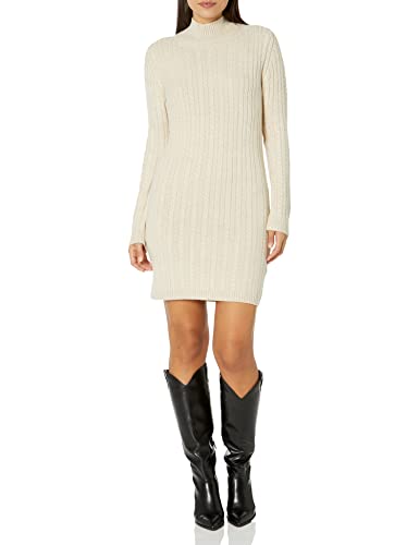 French Connection Women's Katrin Cable Long Sleeve Dress, Light Oatmeal, s