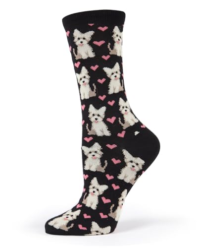 MeMoi Puppy Love Bamboo Blend Crew Socks Black One Size