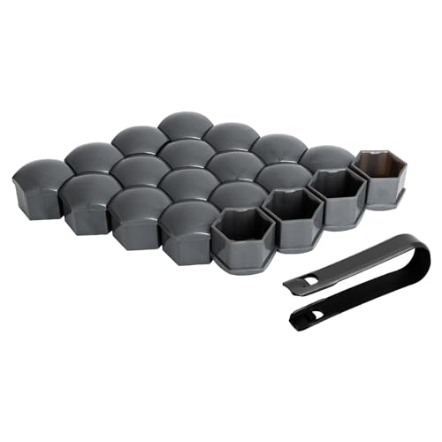 AOIT 20 Pcs New Universal 17mm Wheel Lug Nut Bolt Cover Caps +Removal Tools (Gray)