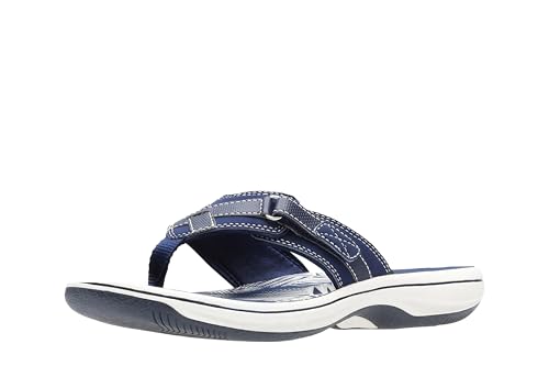 Clarks womens Breeze Sea Flip Flop, New Navy Synthetic, 8 US