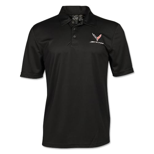 SR1 Performance 2023 Corvette C8 Z06 H2X-Dry Polo Shirt - Officially Licensed by GM (US, Alpha, Large, Regular, Regular, Black)