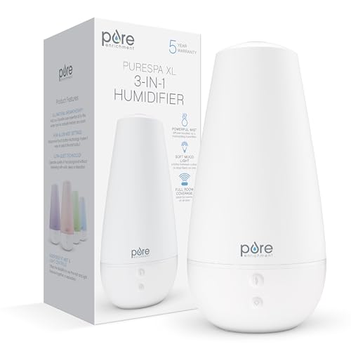 Pure Enrichment PureSpa XL 3-in-1 Cool Mist Humidifier, Essential Oil Diffuser & Mood Light - 2L Tank Provides Powerful Mist Coverage up to 350 sq ft in Bedroom, Office & Large Rooms