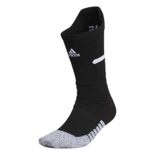 adidas Unisex Adizero Football Cushioned Crew Socks (1-Pair), Black/White, Large