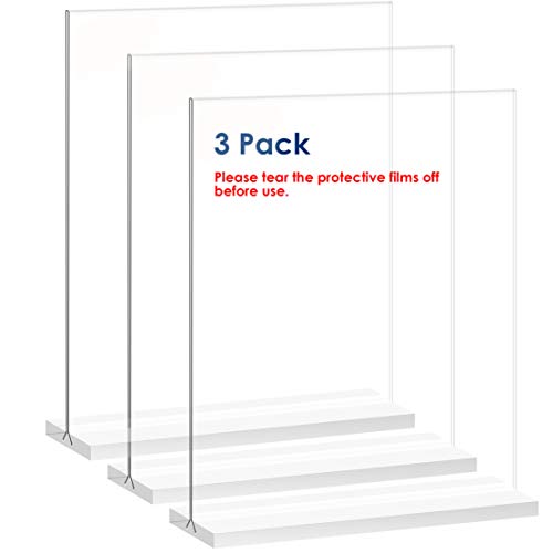 NEWNEWSHOW 8.5x11 Acrylic Sign Holder 3 Pack Vertical Double-Sided Display (Optional 8.5x11 8.5x5.5 5x7 Horizontal and Vertical)