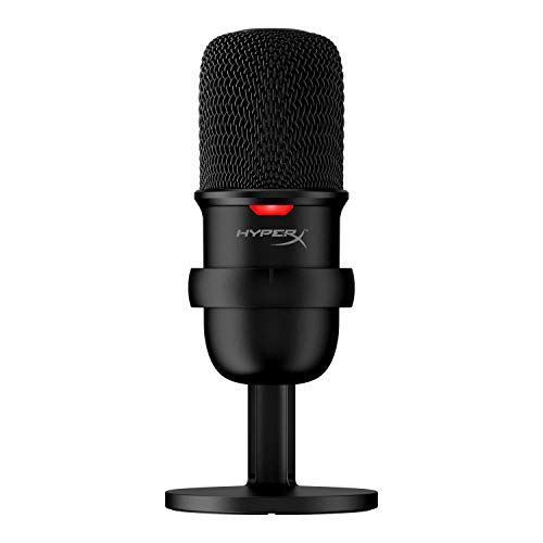 HyperX SoloCast USB Condenser Microphone Tap-to-Mute Sensor Cardioid Polar Pattern Adjustable Stand for Gaming Streaming Podcasts Twitch, YouTube, Discord Compatible PC Mac PS4 PS5 - Black (Renewed)