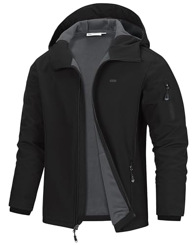 33,000ft Men's Hooded Softshell Jacket Waterproof Lightweight Insulated Windbreaker Fleece Lined Rain Shell Jacket