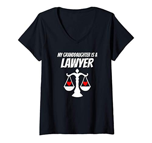 Womens My Granddaughter Is A Lawyer Graduate Law Proud Grandparent V-Neck T-Shirt