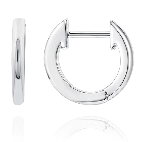 PAVOI 18K White Gold Vermeil Sterling Silver Cuff Earrings Huggie Stud | Small Hoop Earrings for Women