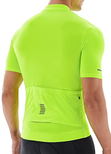 BALEAF Men's Cycling Jersey Short Sleeve Full Zip Bike Shirt Pockets Tops Bicycle Biking Breathable Reflective UPF 50+, Green M