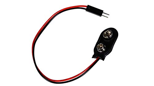 10-Pack of 9V Battery Clip Connector Buckle Plastic Housing, Dupont Pins, 15cm Black and Red Wire Leads, Jumper Wire for Breadboard