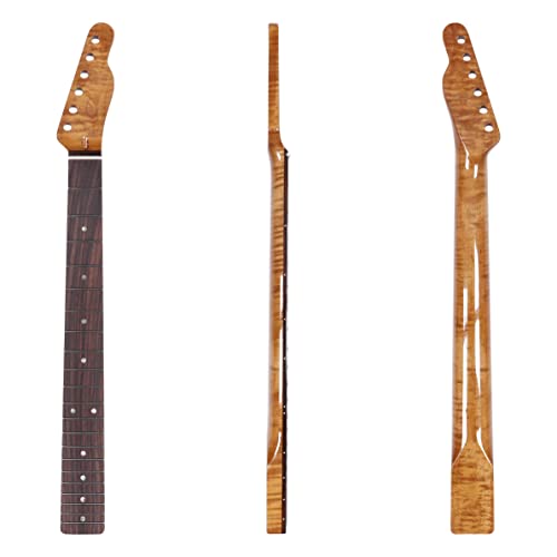 Leo Jaymz Electric Guitar Neck Supreme Series - Selected Roasted Flame Maple and Rosewood fingerboard - 21 Frets, 9.5',C Shape(Supreme TL Rosewood)