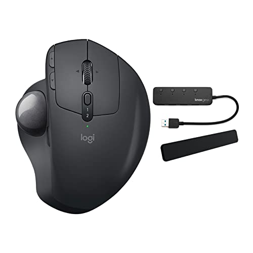 Logitech MX ERGO Advanced Wireless Trackball Bundle with MX Palm Rest and 4-Port USB 3.0 Hub (3 Items)