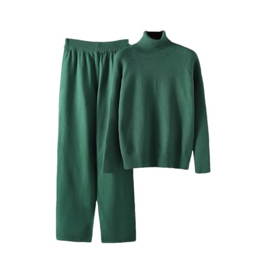 Rfmfkkg Women Sweater Set Casual Basicturtleneck Pullover Wide Leg Pants Sets Thick Warm Knitted Suits En8 S