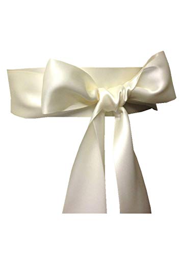 Wedding Sash Bridal Belts Simple Classic Silk Ribbon Sash for Dress (Ivory)