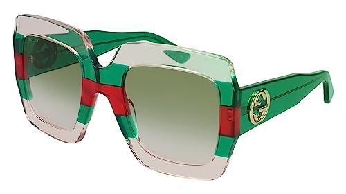 Gucci Women's GG0178S 001 Sunglasses, Multicoloured (1/Green), 54, Multicoloured (1/Green)