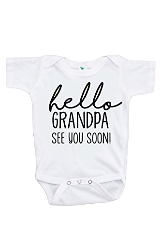 7 ate 9 Apparel Pregnancy Announcement Onepiece - Hello Grandpa, White, 0-3 Months