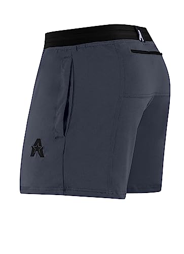 Anthem Athletics Evolflex 5 Inch Men's Workout Shorts - Open & Zipper Pocket Short for Running, Athletic, Tennis & Gym Training - Steel Phenom, Medium