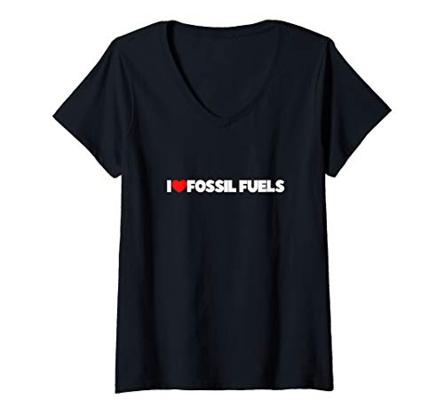 Womens I Love (Heart) Fossil Fuels V-Neck T-Shirt