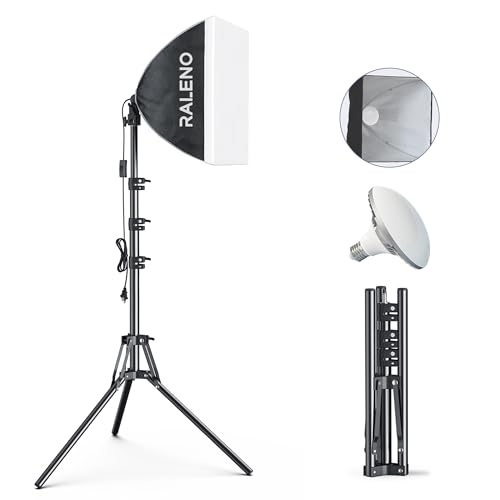 RALENO Softbox Lighting Kit, 16'' x 16'' Photography Studio Equipment with LED Bulb (50W | 5500K | 97 CRI | TLCI≥97), Continuous Lighting for Video Recording & Photography Shooting | Model: PS075