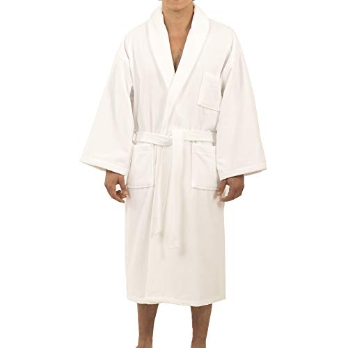 Alpine Swiss Pure Cotton Mens Terry Cloth Bathrobe Super Absorbent Spa Robe WHT ML