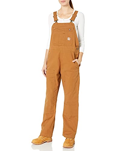 Carhartt womens Carhartt Women's Crawford Double Front Bib Overalls Coveralls, Carhartt Brown, Medium Short US