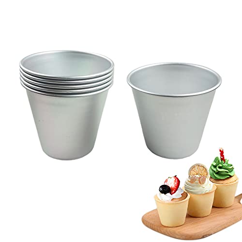 Proshopping 6 Packs Popover Pan， Large Individual Muffin Mold, Aluminium Pudding Cup, Chocolate Molten Mould, Raspberry Souffle Baking Maker, Brownie Tumbler -for Pie, Egg Tart, Cake (Size 3.4'x 3.2')