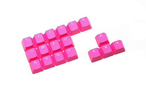 Rubber Gaming Backlit Keycaps Set - for Cherry MX Mechanical Keyboards Compatible OEM Include Key Puller (Neon Pink)