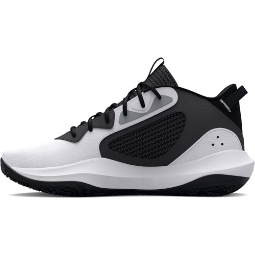 Under Armour Unisex Lockdown 6 Basketball Shoe, (101) White/Jet Gray/Black, 7 US Men