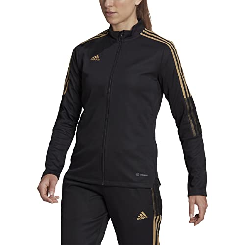 adidas Women's Tiro Track Jacket, Black/Metallic, Medium