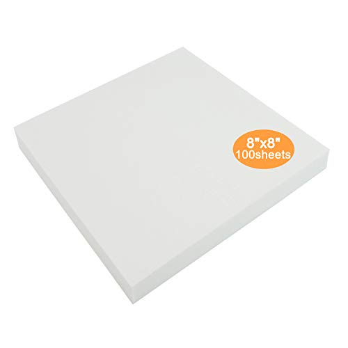 New brothread Tear Away Machine Embroidery Stabilizer Backing 8'x8' - 100 Precut Sheets - Medium Weight 1.8 oz- Fits 4x4 and 6x6 Hoops