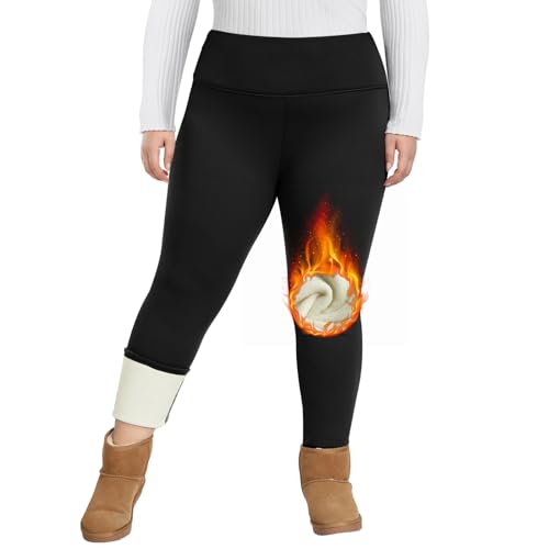 GAYHAY Plus Size Leggings for Women - Fleece Lined High Waisted Thermal Thick Soft Warm Tummy Control Yoga Winter Pants