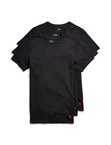 POLO Ralph Lauren Underwear Men's 3 Pack Slim Fit Crew Tees, Black, S