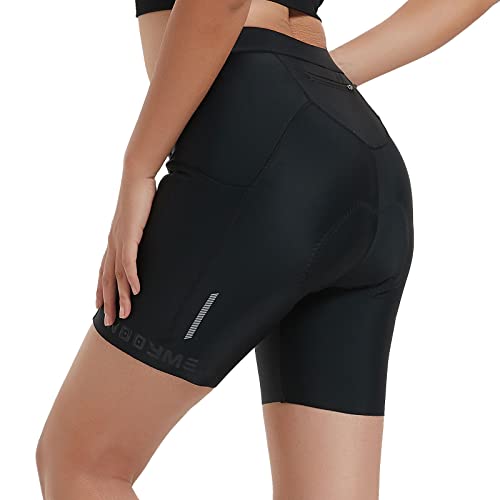 NOOYME Women's Bike Shorts 3D Padded Cycling Short with Ride in Color Design Cycling Shorts with Pockets (Black, Medium)
