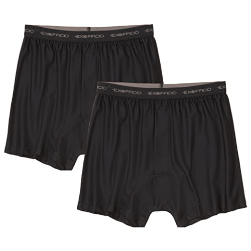 ExOfficio Men's Give-N-Go Boxer 2 Pack, Black, Medium