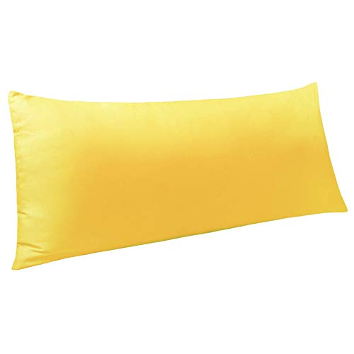 NTBAY 100% Brushed Microfiber Body Pillow Cover, Ultra Soft and Cozy Envelope Closure Full Body Pillowcase for Adults, 20x54 Inches, Yellow