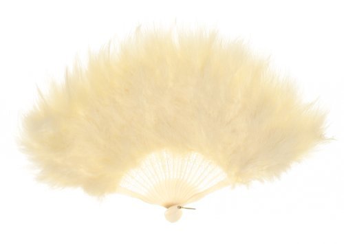 ZUCKER Feathers - Small Marabou Feather Hand Fan - Folding Flapper Fan - Fun Accessory for Dances, Weddings, Halloween, New Year’s Eve, and Parties  - Ivory, 11x20