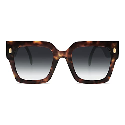 SOJOS Vintage Oversized Square Sunglasses for Women,Retro Womens Luxury Big Sun Glasses UV400 Protection SJ2194 Leopard