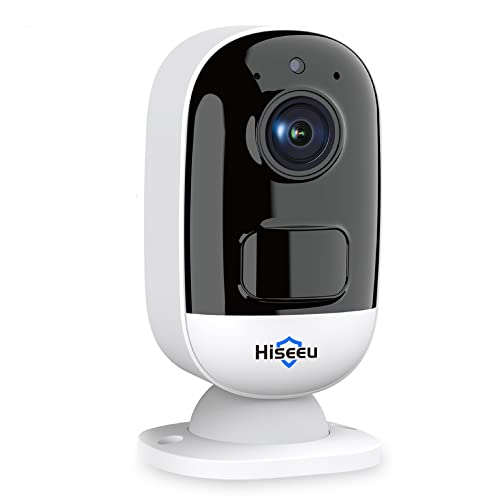 Hiseeu 2K Security Camera Wireless Outdoor, Battery Powered Home Security Camera For Indoor, 2 Way Audio, Motion Detection, Wire-Free,Night Vision, IP66 Weatherproof, SD/Cloud Storage, Work with Alexa