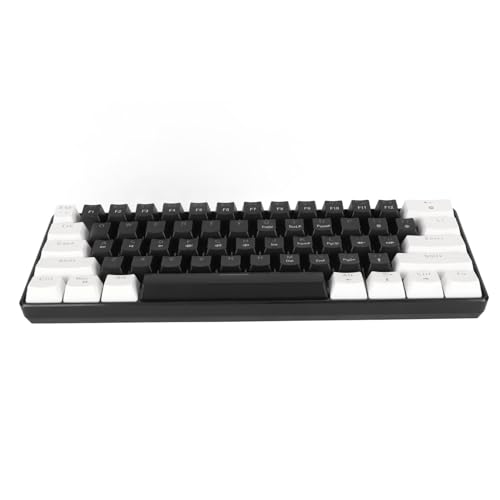 LenTLy RGB Mechanical Keyboard, Mechanical Keyboard Portable Waterproof Wired Cool Lighting Effect 61 Key for Office (White Black)