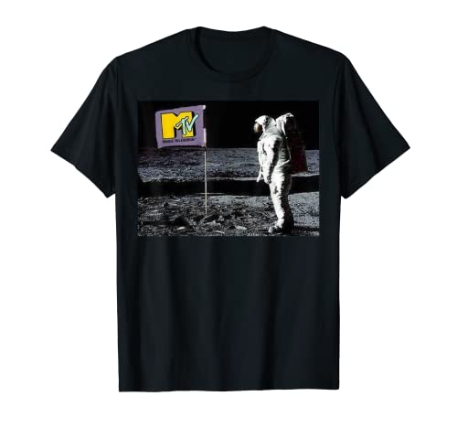 MTV Man On The Moon Logo Flag Graphic Short Sleeve T-Shirt