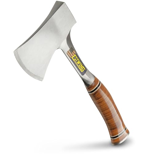 Estwing Sportsman's Axe - 14' Camping Hatchet with Forged Steel Construction & Genuine Leather Grip - E24A