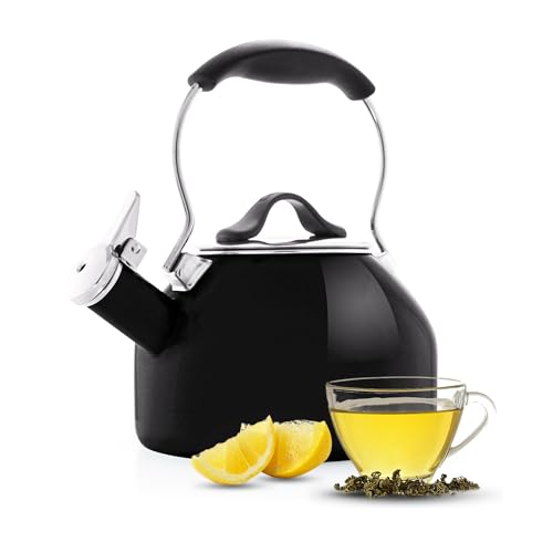 Chantal 1.8 QT Kettle, Oolong Series, Premium Enamel on Carbon Steel, Whistling, Even Heating & Quick Boil (Black)