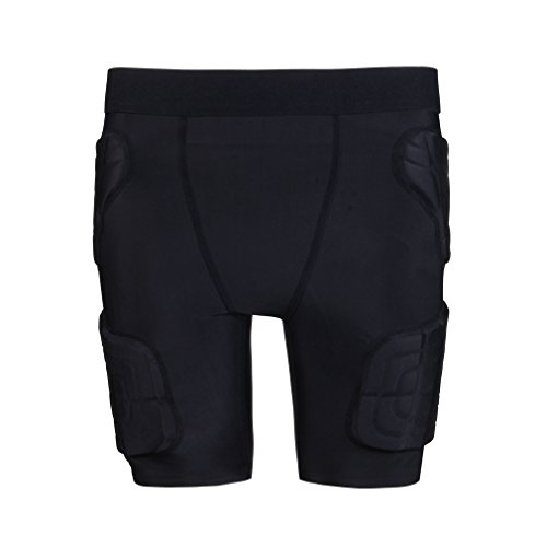 STONEKISS Kids Padded Shorts Protective Underwear Hip Butt Pad Compression Shorts for Football,Basketball,Bike,Soccer,Volleyball,Rugby,Paintball,Cycling,Skate,Snowboard,Ski,Hockey Size YS Black