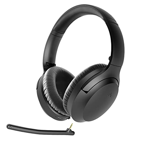 Avantree Aria - Bluetooth Headphones with Detachable Microphone, Active Noise Cancellation, and 35hr Playtime, Over-Ear Wireless or Wired Headset for PC, Phone Computer, & Laptop