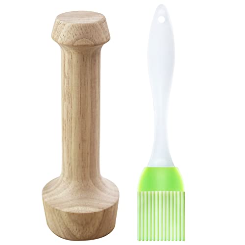 ANFU Tart Tamper Set, Wooden Molds Egg Tarts Tamper Pastry Tools for Mini Muffin Tins or Tart Pans, DIY Baking Shaping Kitchen Tool & Pastry Brush