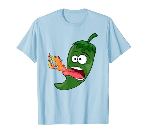 Chili Pepper Breathing Fire T-Shirt | Red Hot Funny Cartoon