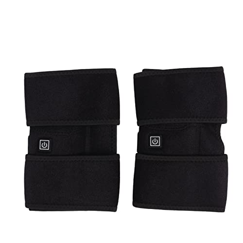 Demeras Knee Heating Pad, Black Heated Knee Brace Wrap USB Power Supply 2Pcs Portable for Pain Relief for Adults