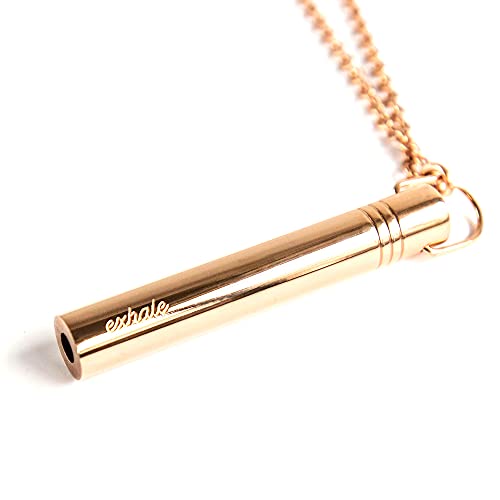Flō Stress Relief Mindful Necklace | Breathing Necklace Meditation with Chain | Unisex Adult Breathing Necklace Tool | Rose Gold