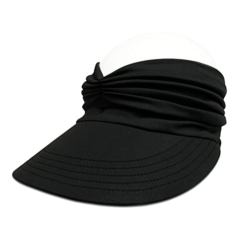 Sun Hat Women Sun Beach Visor Cap UV Protection with Wide Brim for Sports Beach Golf Hiking (Black)
