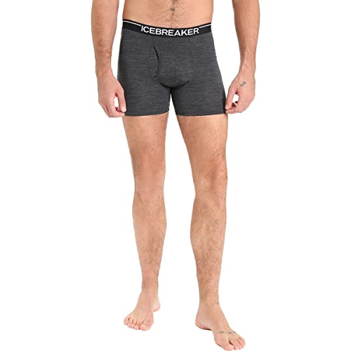 Icebreaker Merino Men's Anatomica Boxers with Fly, Jet Heather, Large